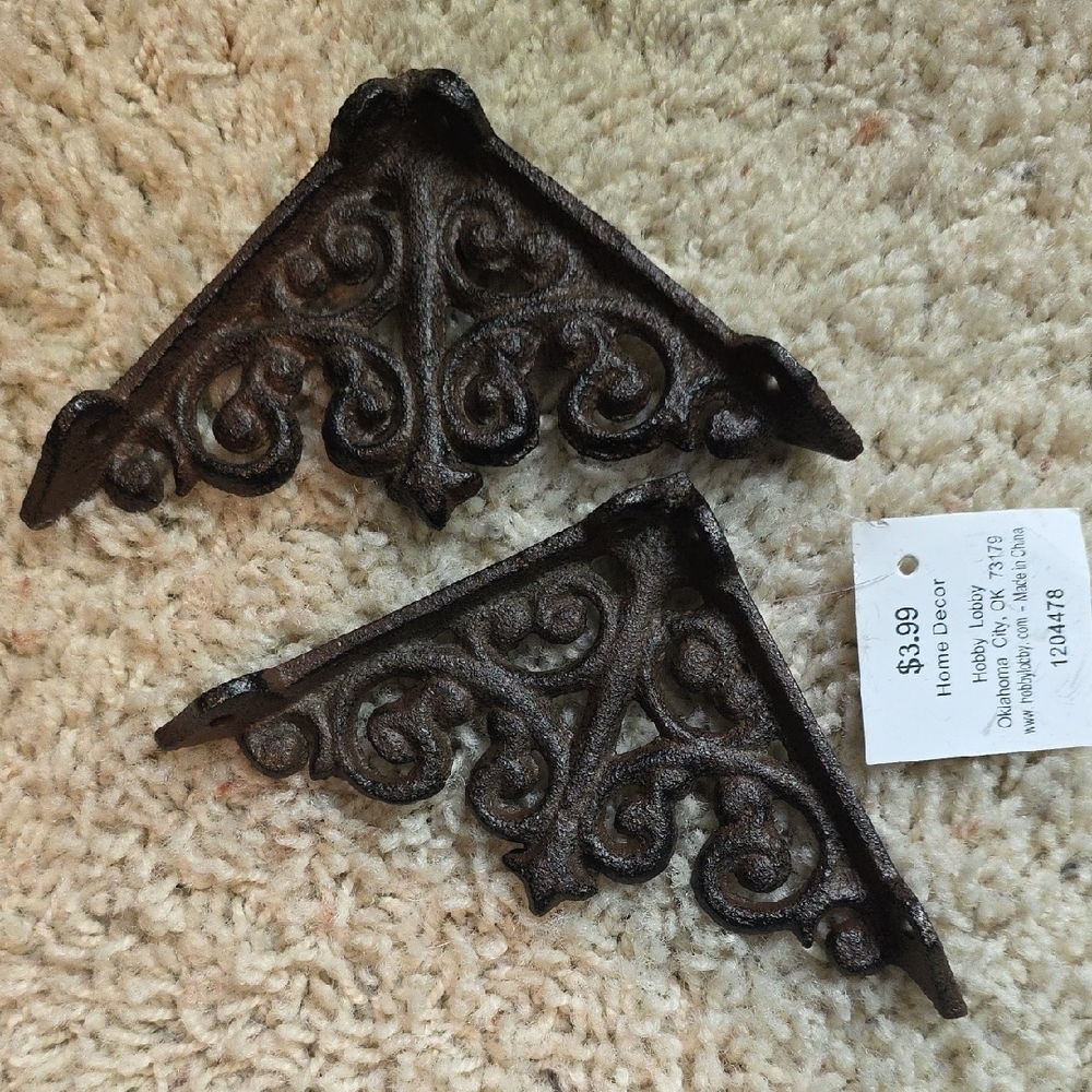 Vintage Style Brown Mini Metal Brackets NWT